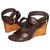 Louis Vuitton Sandals Chocolate Leather Wood  ref.154075