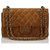 Timeless Chanel marrón clásico pequeño bolso de solapa forrado de ante Castaño Marrón oscuro Suecia Cuero Metal  ref.154654