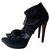 Fendi Open toe ankle boots with cutouts Black Leather Cloth  ref.154960