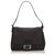 Fendi Black Zucchino Canvas Mamma Forever Shoulder Bag Leather Cloth Cloth  ref.154991