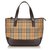 Burberry Brown Haymarket Check Canvas Handbag Multiple colors Beige Leather Cloth Cloth  ref.155003