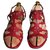 Hermès sandalias rojas caladas Cuero  ref.155200