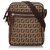 Fendi Brown Zucchino Canvas Crossbody Bag Beige Dark brown Leather Cloth Cloth  ref.156134