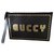 Gucci GUCCY clutch Black Golden Leather  ref.156249