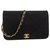 Timeless Chanel classic flap bag Black Cotton  ref.157424