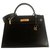 Hermès Hermes Kelly 32 couro caixa preta Preto  ref.157536
