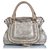 Chloé Chloe Silver Leather Marcie Handbag Silvery  ref.157926