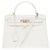 Hermès Hermes Kelly 32 alforja bandolera de cuero epsom blanco, Herrajes metálicos de paladio  ref.158347