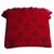 louis vuitton logomania scarf red Laine Rouge  ref.159089