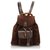 Gucci Brown Bamboo Suede Drawstring Backpack Dark brown Leather  ref.159224