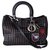 DIOR DIORISSIMO TWEED BAG Black Silvery Leather  ref.159551