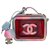 Vanity Chanel Petite trousse de toilette en PVC rose avec cuir verni arc-en-ciel Plastique  ref.160401