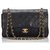 Timeless Chanel Black Classic Medium Lammfell Double Flap Bag Schwarz Leder  ref.161569