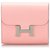 Hermès Hermes Pink Epsom Constance Compact Wallet Silvery Leather Metal Pony-style calfskin  ref.161824