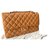 Chanel Medium beige lambskin classic flap bag Caramel Leather  ref.162382