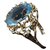 Autre Marque Anello d'oro 18 carati vintage in stile art deco Blu chiaro Turchese Oro giallo  ref.162712