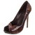 Alexander Mcqueen Peeptoe embossed heels Brown Chestnut Patent leather  ref.162755