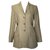 Hermès Chaquetas Beige Marrón claro Cuero Lana Lino  ref.162847