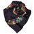 Chanel Bufanda de seda con estampado CC negro Multicolor Paño  ref.164634