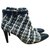 Chanel Ankle Boots Black White Tweed  ref.164953