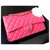 Chanel bolsa clássica rosa média Couro  ref.165023