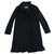Prada black ruffled coat Silk Wool  ref.166115