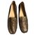 Autre Marque real calf leather moccasins with golden crocodile print Lambskin  ref.166681