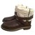 Chanel Ankle Boots Brown White Leather Wool  ref.167110