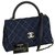 Chanel 2019 Coco Handle 30 cm Bag w/ box, card, Dustbag Blue Leather Denim  ref.167553