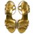 Tom Ford para Gucci Golden Bee tornozelo gravata com tiras sandálias de salto alto sapatos sz 37 C Dourado Couro Lona  ref.167558