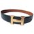 Hermès HERMES Gold and Black Reversible Buckle and Belt 1998 Leather  ref.167713