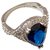 Autre Marque Splendid Ring in White Gold 10 k + Pear sapphire: from>3.5 cts surrounded by diamonds Dark blue  ref.167808