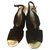 Diane Von Furstenberg DvF Vick balck and gold heels Black Golden Suede  ref.167810