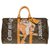 Louis Vuitton Keepall bag 45 in custom Monogram canvas "Mickey Vs Taz" by PatBo! Brown Leather Cloth  ref.168651