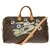 Sac Louis Vuitton speedy 40 custom monogram canvas strap "Coyotte , dead or alive "by PatBo! Brown Leather Cloth  ref.168654