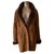 Autre Marque Coats, Outerwear Brown Leather Fur  ref.168812