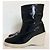 Mm6 Bottes en cuir verni noir