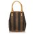 Fendi Brown Pequin Canvas Handbag Black Leather Cloth Cloth  ref.169450