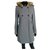 Comptoir Des Cotonniers Hooded swing coat with fur trim Grey Polyester Wool  ref.169774