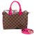 Louis Vuitton Speedy Bag Creation 25 shoulder strap with ebony checkerboard customized with calf leather and pink Porosus crocodile Brown Exotic leather Cloth  ref.170101