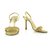 Sandália autêntica em couro Jimmy Choo em ouro com cristais de hotfix e sandálias de fivela - Sz37.5 Dourado  ref.170183
