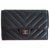 Chanel Medium Flap Wallet in Chevron Quilted Black Caviar with Silver Hardware Leather  ref.170357