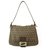 Baguette Fendi Zucca FF Monogram Fabric Canvas & Brown Leather Shoulder Bag Flap Handbag Cognac Cotton  ref.170375
