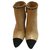 Chanel boots Cuir Beige  ref.170623