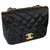 Chanel clássico mini saco preto quadrado Couro  ref.170869