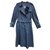 trench coat vintage Burberry para mulher 40 Azul marinho Algodão Poliéster  ref.172236