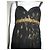 Marchesa Vestido chiffon de seda com enfeites de metal Preto Dourado - vista 5