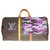 Louis Vuitton Keepall bag 60 in custom monogram canvas "Camouflage" by artist PatBo Brown Purple Leather Cloth  ref.173287