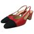 Chanel slingback Red Leather  ref.173434