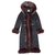 Céline coat with fox hooded lapel Dark grey Wool  ref.173778